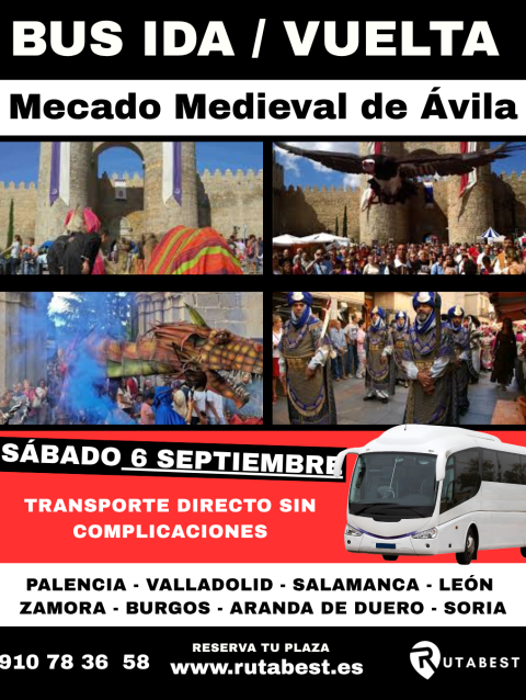 Bus Ida y Vuelta a MERCADO MEDIEVAL / ÁVILA – Sábado 6 Septiembre